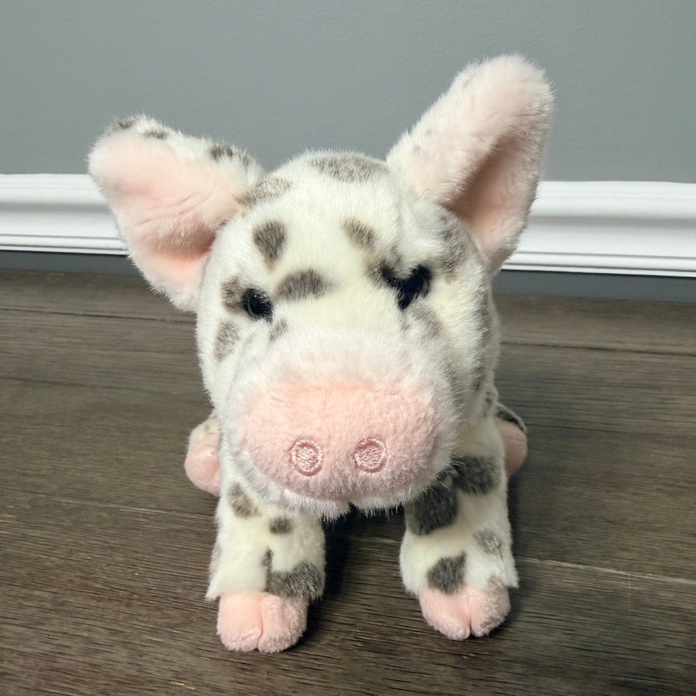 Douglas Cuddle Toys Spotted Pig Plush Stuffed Animal Farm Piglet Cream Grey